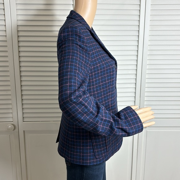 rag & bone Nancie Wool Blazer in Navy Check Size 4 - Picture 10 of 16